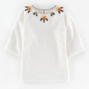 Boden Cream Tunic with Colorful Embroidery